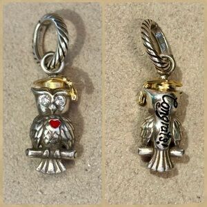 🆕 Brighton Graduate charm Silver owl Gold cap Red heart Retired